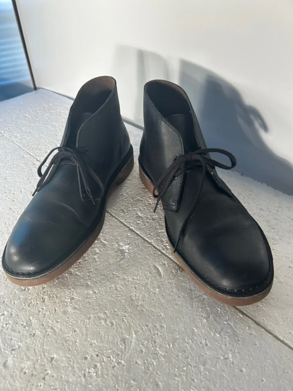 Clarks SZ 12 Bushacre Midnight Leather Desert Chukka Boots Timeless Old Money